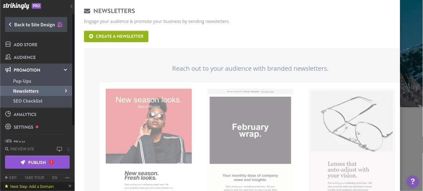 null Promotional tools available on Strikingly